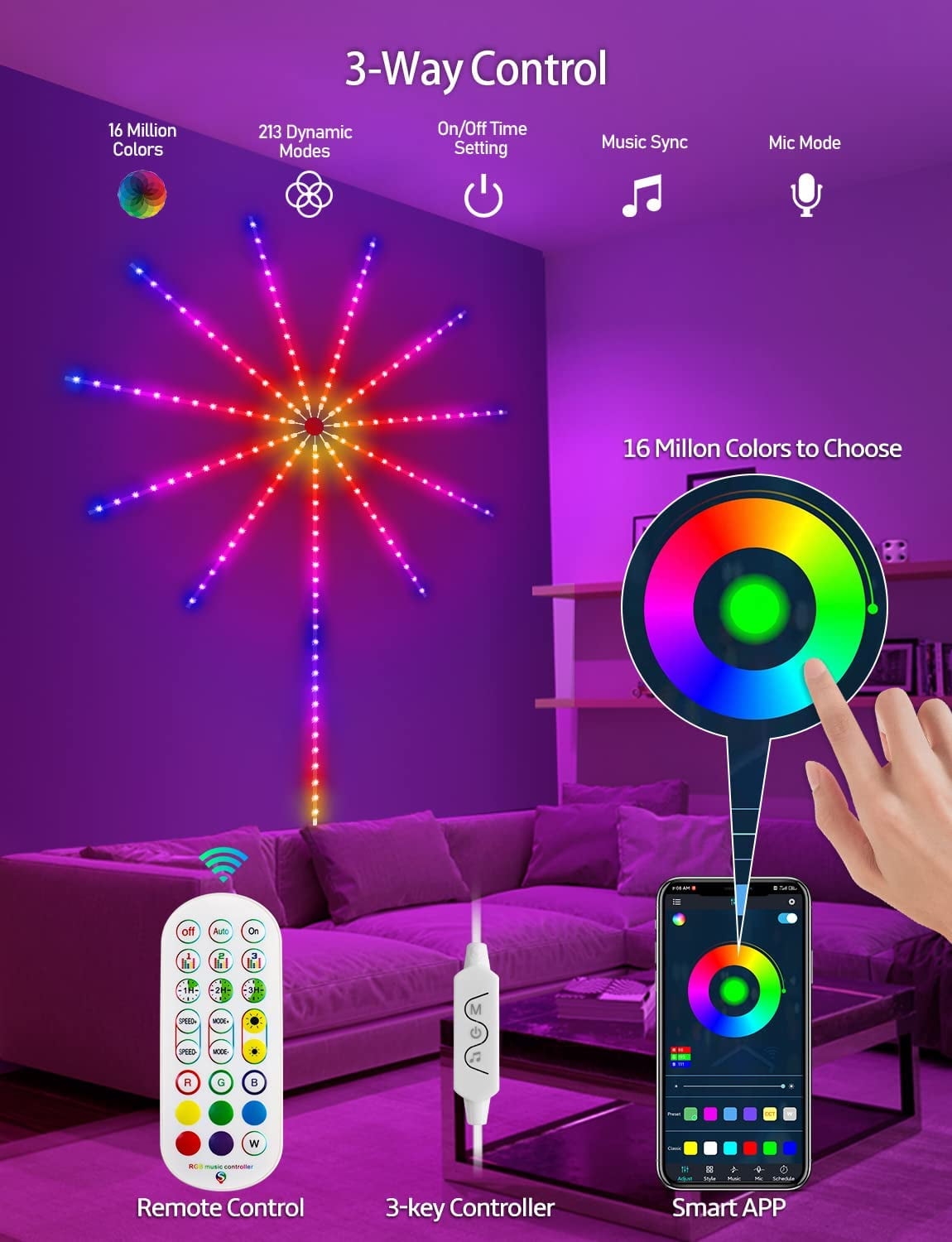 Strivu Smart Firework LED Lights