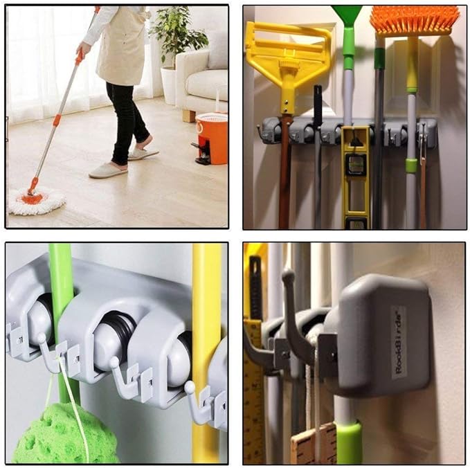 Strivu Brooms and Toiletries Wall Organizer – Multipurpose Cleaning Tools Holder