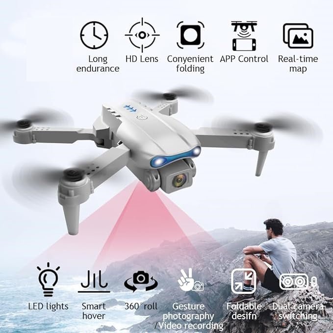 Strivu E99 Drone Camera – Foldable HD Aerial Quadcopter with WiFi & Dual Camera