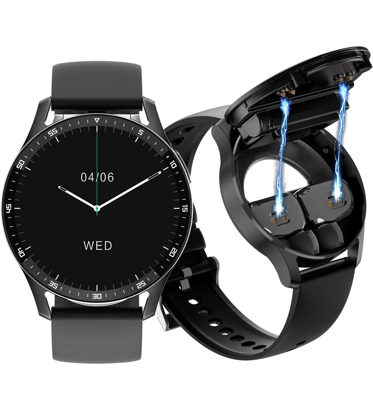 GTS 5 Smart Watch with Built-in TWS Bluetooth Earbuds – 2-in-1 Hybrid Smartwatch for Android & iOS