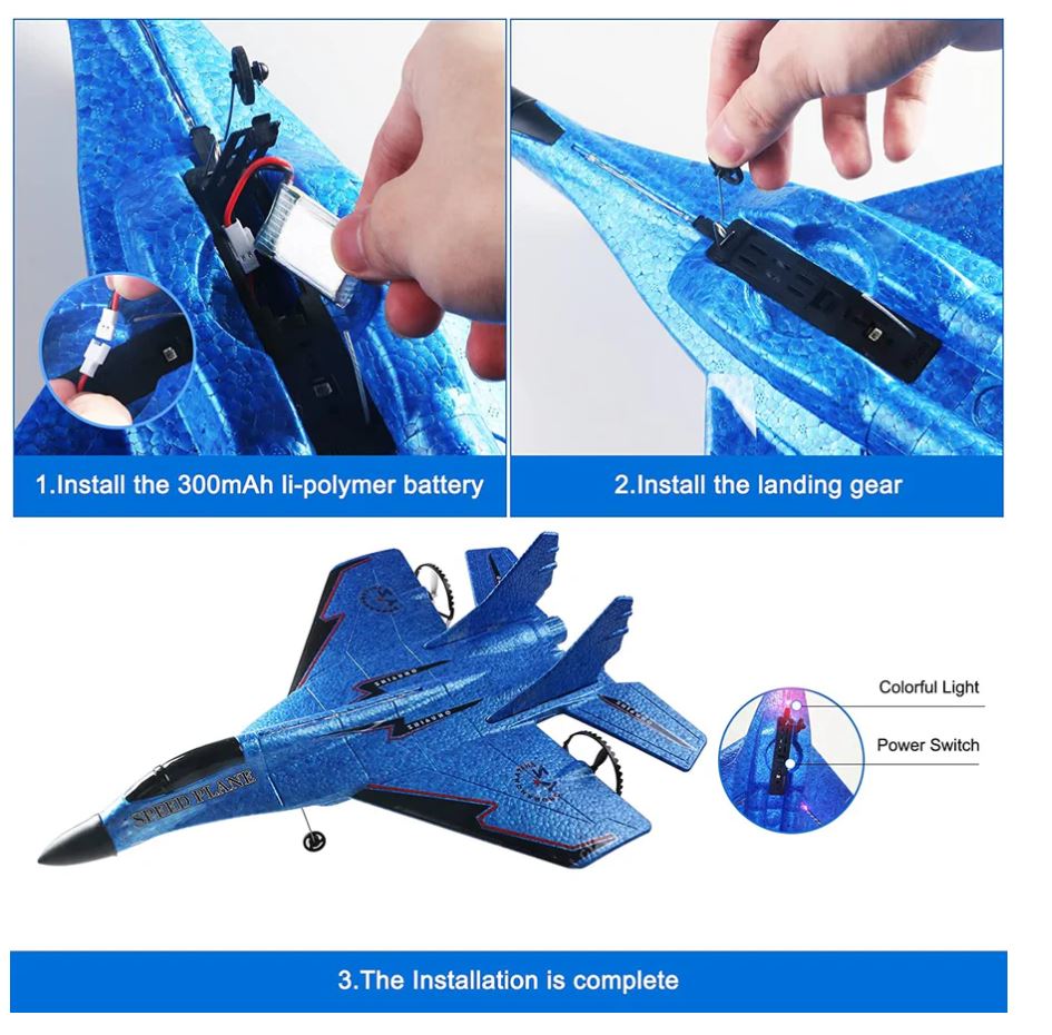 Strivu Remote Control Airplane – High-Speed RC Jet with LED Lights