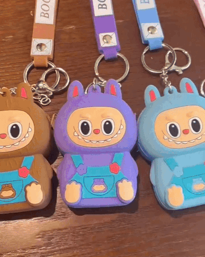 Labubu AirPods Case with Keychain & BOOM! Strap – 3D Cartoon Monster Design (1st/2nd Gen)