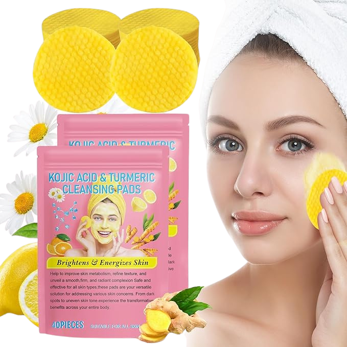 Turmeric Kojic Acid Cleansing Pads – 40pcs Brightening Dark Spot Remover