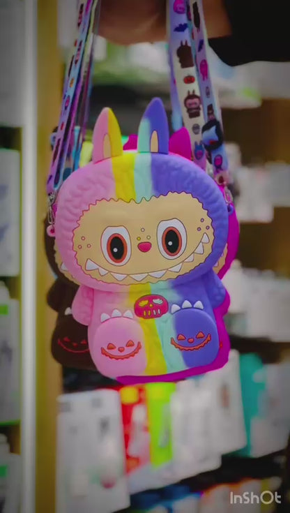 Labubu Monster Crossbody Bag for Kids – Soft Silicone Cartoon Shoulder Purse